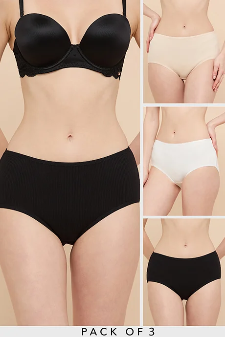 R&B 3 Pack Ribbed Full Brief