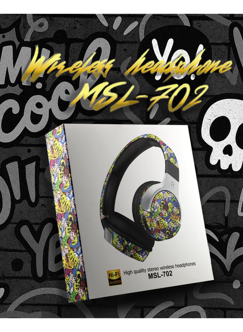 MSL-702 Hi-Fi Stereo Wireless Headphones – Foldable, Bluetooth 5.3, Built-in Mic & SD-Card Support - Image 1