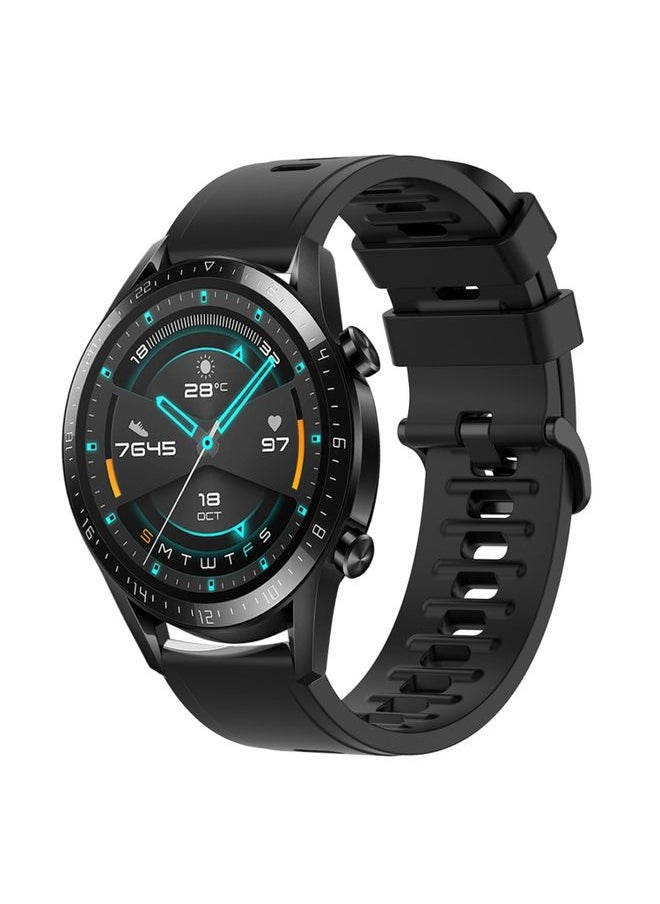 Generic - Replacement Strap For Huawei GT2 46mm 22MM Solid Color Soft Silicone Watch Band Black - Image 1