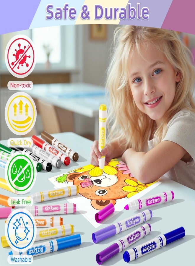 KIZZYEA Washable Markers Bulk, Markers for Kids, 16 Assorted Colors, 256 Count, Broad Line Coloring Marker for School, Student Art Supplies & Back to School Craft, Classroom Essentials for Teachers - Image 3