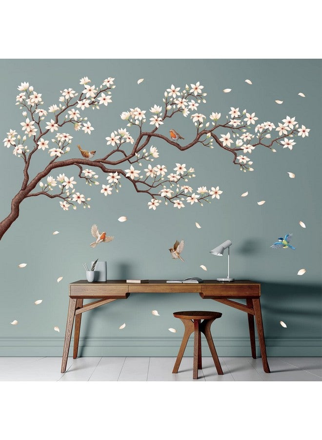 Decowall Sg4-2213 Oriental Flower Tree Wall Stickers Decals White Cherry Blossom Peel And Stick Bedroom Living Room Flower Murals Décor Floral Bird Furniture Art Removable Nursery Baby Birch - Image 2