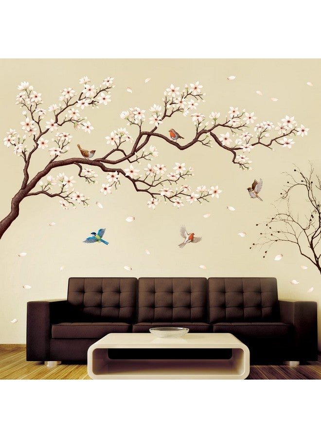 Decowall Sg4-2213 Oriental Flower Tree Wall Stickers Decals White Cherry Blossom Peel And Stick Bedroom Living Room Flower Murals Décor Floral Bird Furniture Art Removable Nursery Baby Birch - Image 3