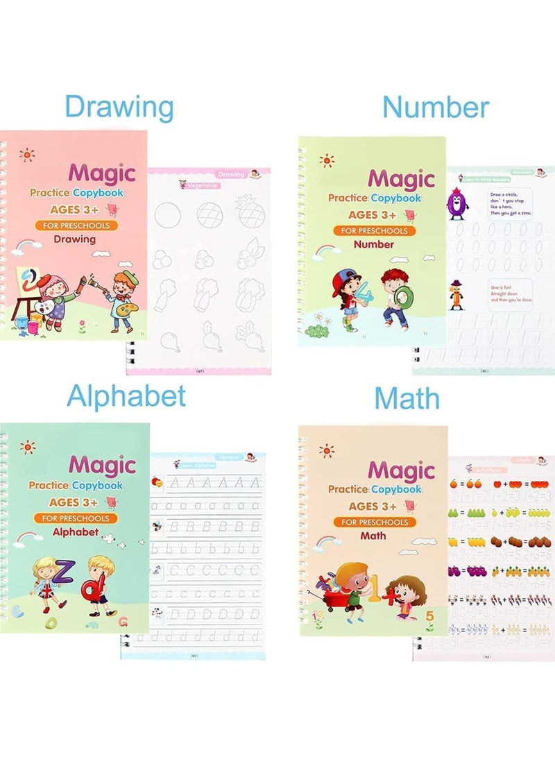 Sank Magic Magic Book for Kids, Sank Magic Practice Copybook, (4 Book+10 Refill+1 Pen+1 Grip) Number Tracing Book for Pre-Schoolers with Pen, Magic Calligraphy Copybook Set Writing Tool for Kids - Image 4
