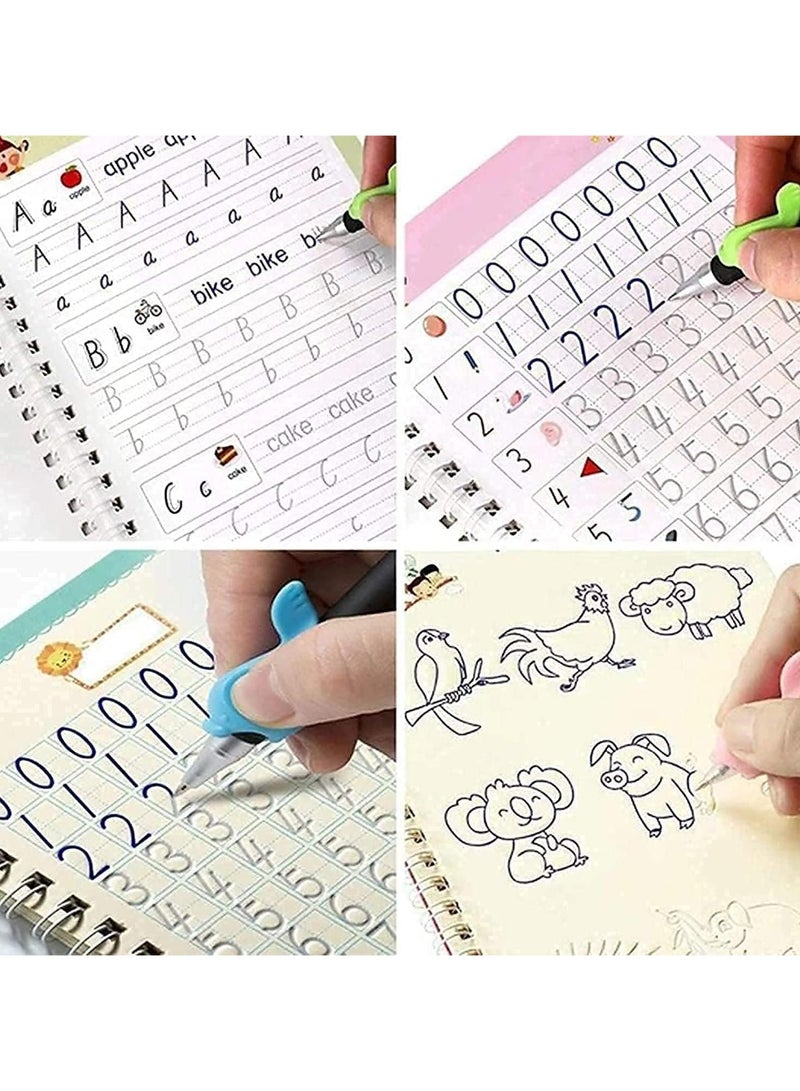 Sank Magic Magic Book for Kids, Sank Magic Practice Copybook, (4 Book+10 Refill+1 Pen+1 Grip) Number Tracing Book for Pre-Schoolers with Pen, Magic Calligraphy Copybook Set Writing Tool for Kids - Image 5