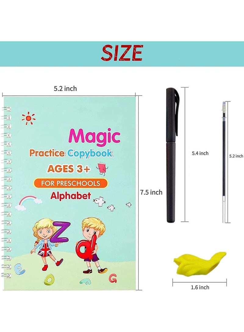 Sank Magic Magic Book for Kids, Sank Magic Practice Copybook, (4 Book+10 Refill+1 Pen+1 Grip) Number Tracing Book for Pre-Schoolers with Pen, Magic Calligraphy Copybook Set Writing Tool for Kids - Image 2