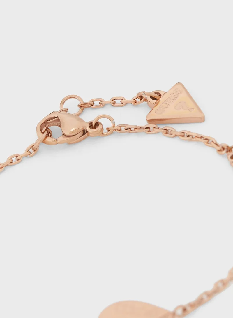GUESS Plain And Pave Heart Stud Earrings & Bracelet Set