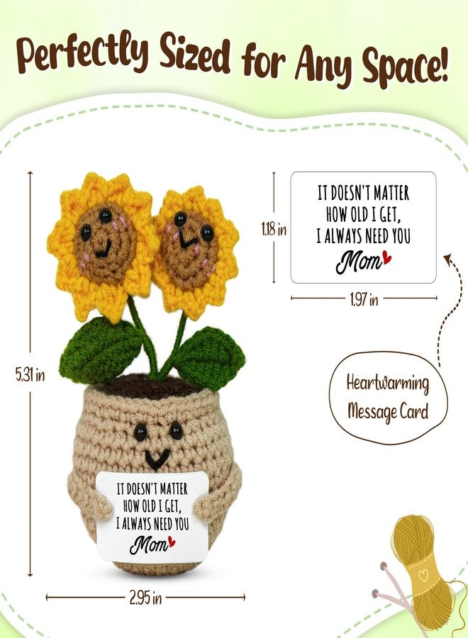 OASSIE Birthday Gifts for Mom from Daughter Son - Mini Handmade Positive Sunflowers Crochet with Message Card - Mom Gifts for Mother Mother in Law Mama Grandma, Emotional Support Crochet - Image 3