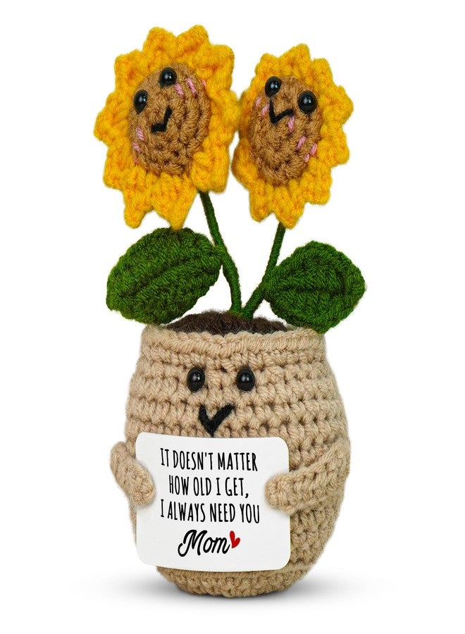 OASSIE Birthday Gifts for Mom from Daughter Son - Mini Handmade Positive Sunflowers Crochet with Message Card - Mom Gifts for Mother Mother in Law Mama Grandma, Emotional Support Crochet - Image 1