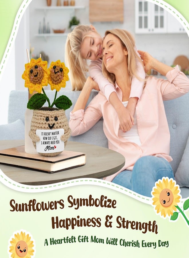 OASSIE Birthday Gifts for Mom from Daughter Son - Mini Handmade Positive Sunflowers Crochet with Message Card - Mom Gifts for Mother Mother in Law Mama Grandma, Emotional Support Crochet - Image 5