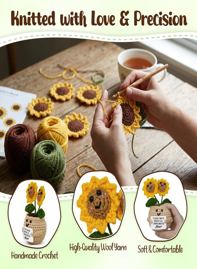 OASSIE Birthday Gifts for Mom from Daughter Son - Mini Handmade Positive Sunflowers Crochet with Message Card - Mom Gifts for Mother Mother in Law Mama Grandma, Emotional Support Crochet - Image 4