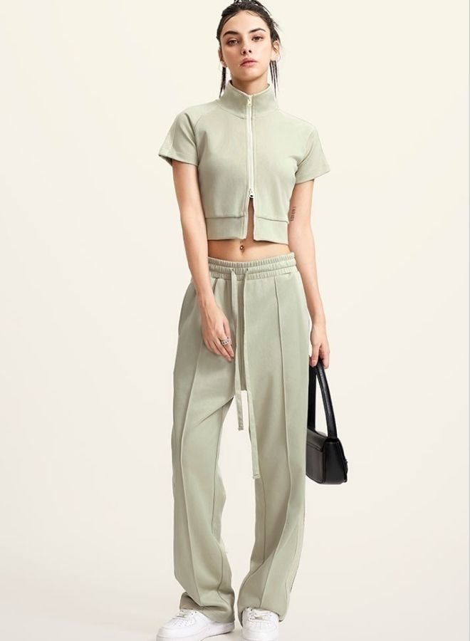 Mei Stylish Women's High Neck Zip Up Short Sleeve Crop Top  - Image 4