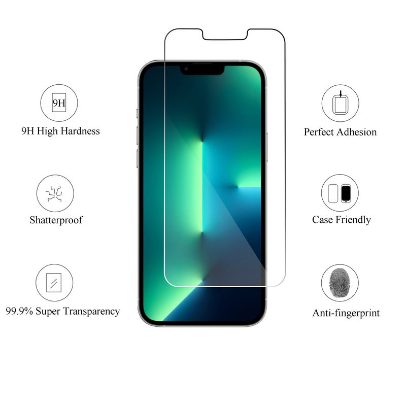 Ailun 2Pack Screen Protector for iPhone 13 Pro [6.1 inch] Display 2021 + 2 Pack Camera Lens Protector, Tempered Glass Film,[9H Hardness] - HD [Not for iPhone 13 Pro Max] - Image 2