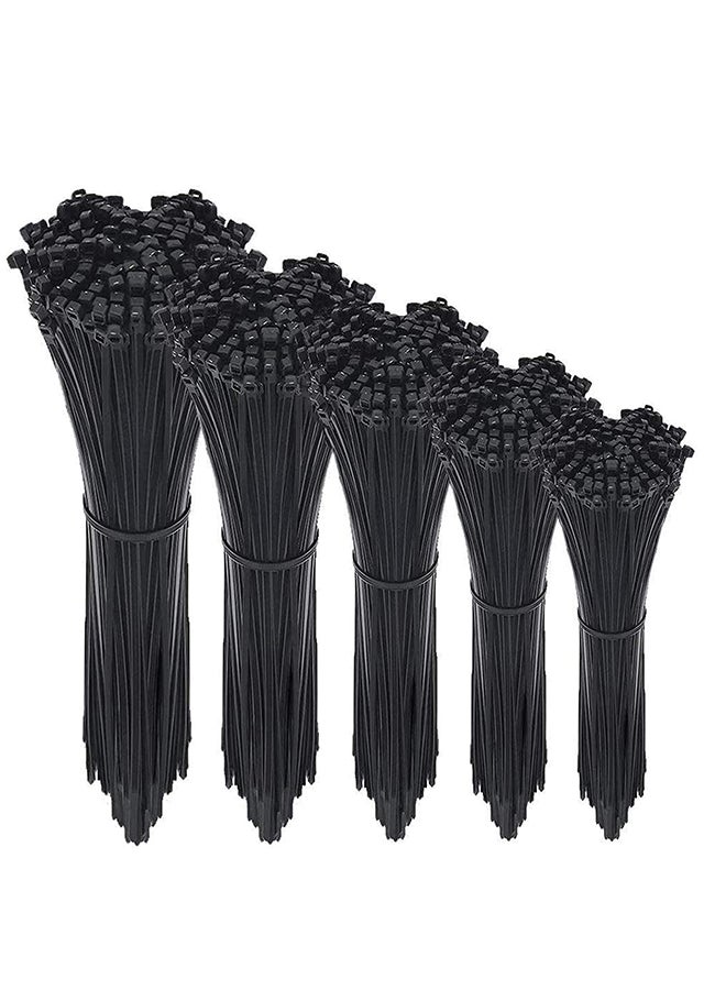 Nylon Cable Ties 100 Pack Black Various Sizes Multi-Purpose Self-Locking Nylon Cable Cord Management Suitable For Home, Office, Garden, Workshop Plastic Cable Ties Length 300mm  - Image 1