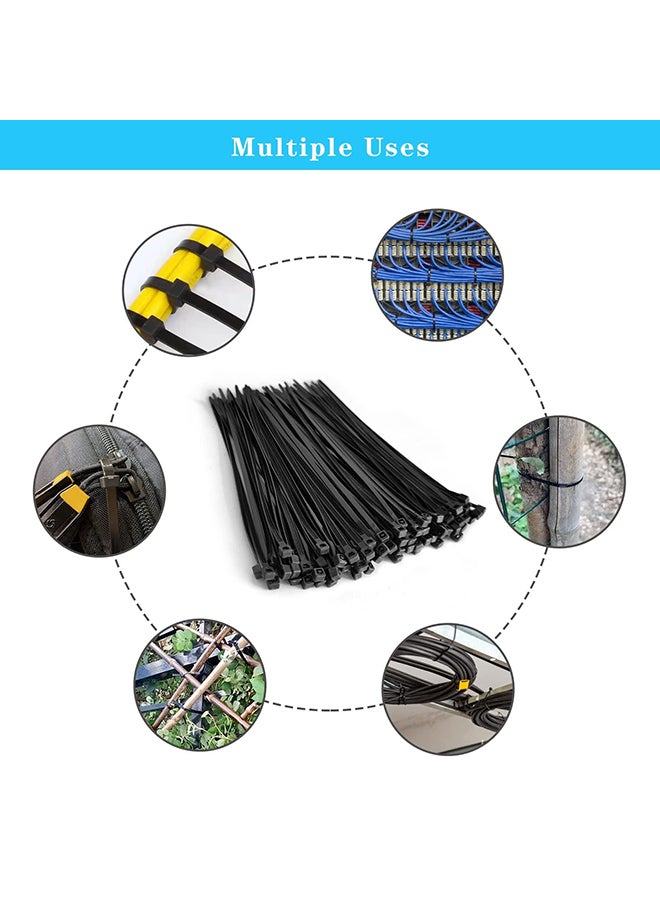 Nylon Cable Ties 100 Pack Black Various Sizes Multi-Purpose Self-Locking Nylon Cable Cord Management Suitable For Home, Office, Garden, Workshop Plastic Cable Ties Length 300mm  - Image 2