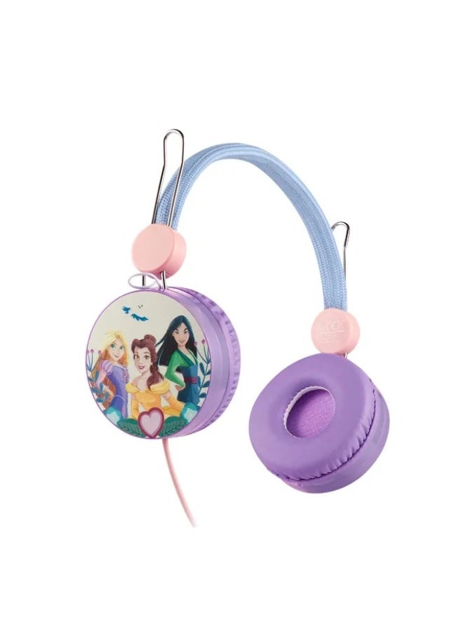 SMD Disney Princess Auxiliary Headphones with Stickers | Wired kids headphones with princess theme, aux connectivity, comfortable ear cushions, adjustable headband, and included stickers for fun personalization - Image 1