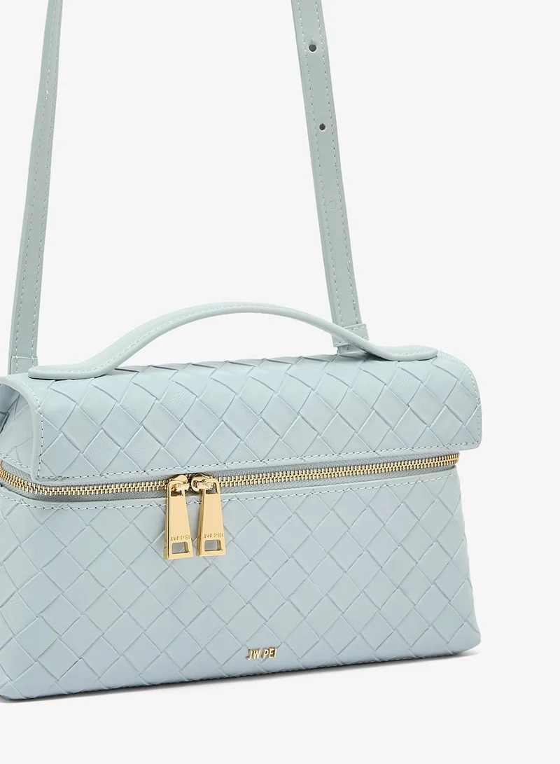 Jw Pei Blue Thea Woven Top Handle Vanity Bag for Women | Best Price UAE