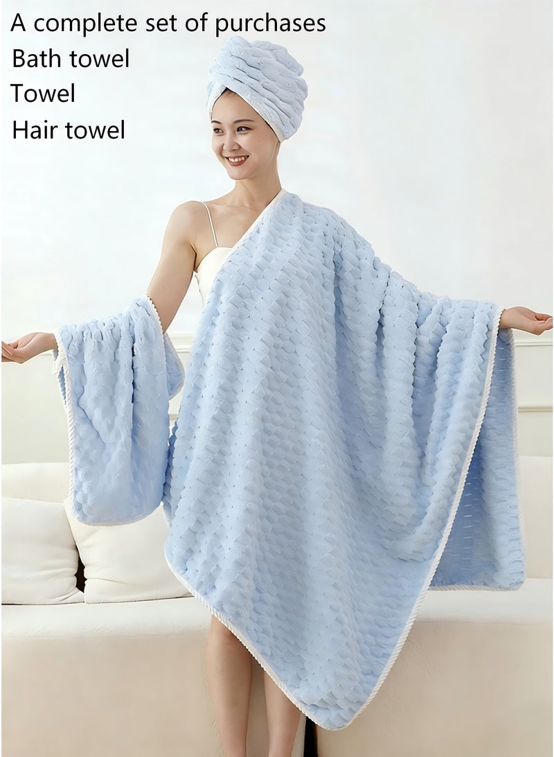 موكو منشفة حمام كبيرة (90*170 سم)، مجموعة مناشف الحمام - 3 قطع تشمل (90*170 سم) منشفة حمام، (35*75 سم) منشفة يد، (25*65 سم) غطاء حمام، جاف سريع وامتصاص عالي، مناشف حمام فاخرة ناعمة وسميكة للمنتجعات والحمامات، مجموعة مناشف الحمام ناعمة وسلسة، امتصاص عالي، أزرق، منشفة حمام 90*170 سم، منشفة حمام للنساء، منشفة حمام للسيدات - Image 2