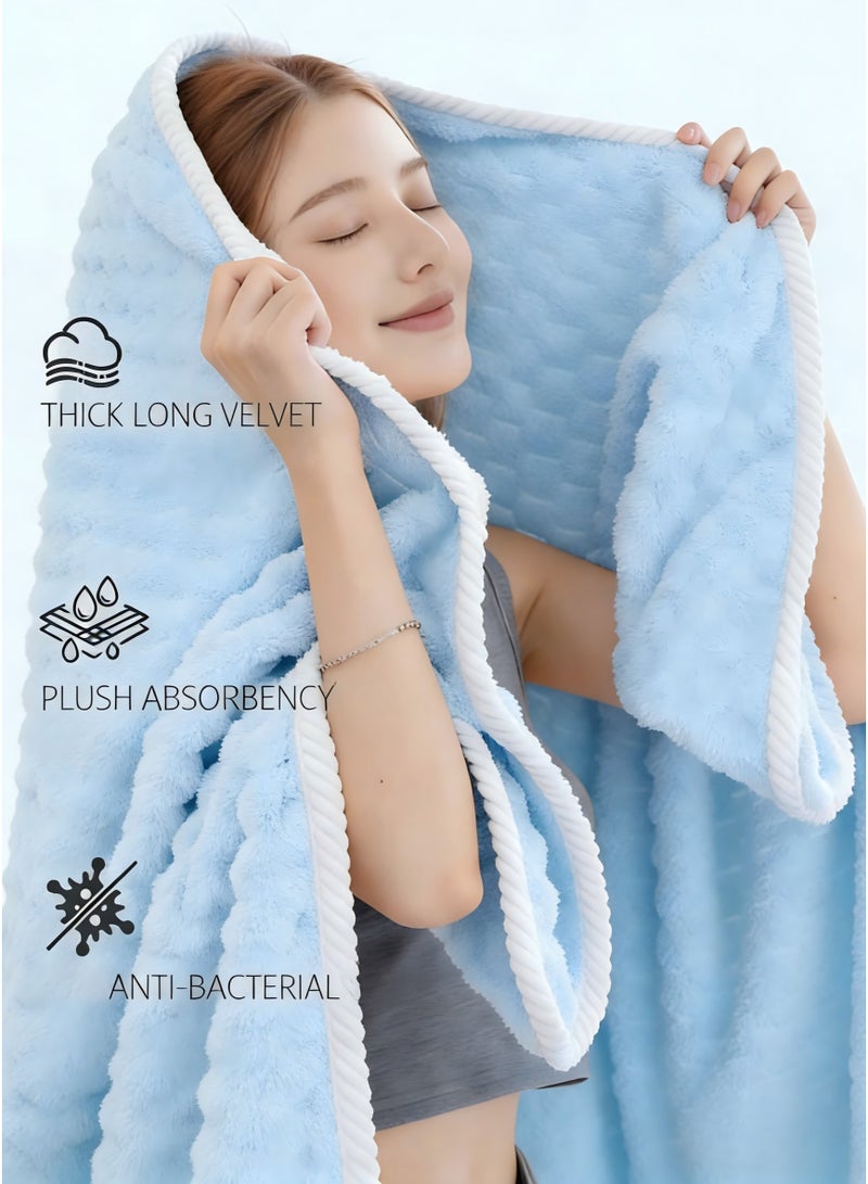 موكو منشفة حمام كبيرة (90*170 سم)، مجموعة مناشف الحمام - 3 قطع تشمل (90*170 سم) منشفة حمام، (35*75 سم) منشفة يد، (25*65 سم) غطاء حمام، جاف سريع وامتصاص عالي، مناشف حمام فاخرة ناعمة وسميكة للمنتجعات والحمامات، مجموعة مناشف الحمام ناعمة وسلسة، امتصاص عالي، أزرق، منشفة حمام 90*170 سم، منشفة حمام للنساء، منشفة حمام للسيدات - Image 3