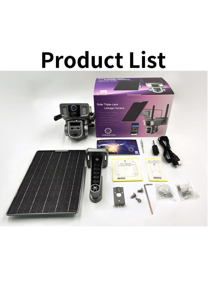Generic - 4G & Wi-Fi Two Modes of Internet Access Multi-lens 4K/5MP Solar Powered PTZ Camera 360° View Video Surveillance System, Motion Detection, Full-Color Night Vision, 2-Way Audio, Pan Tilt, Cloud Storage - Image 1