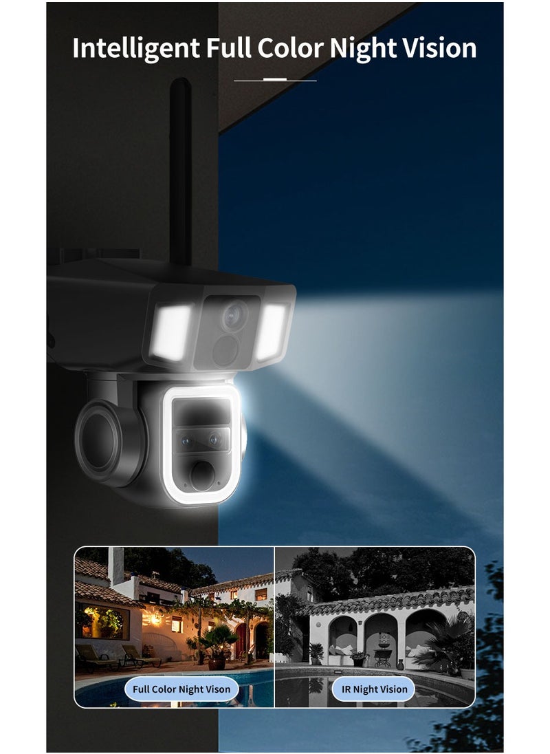 Generic - 4G & Wi-Fi Two Modes of Internet Access Multi-lens 4K/5MP Solar Powered PTZ Camera 360° View Video Surveillance System, Motion Detection, Full-Color Night Vision, 2-Way Audio, Pan Tilt, Cloud Storage - Image 1