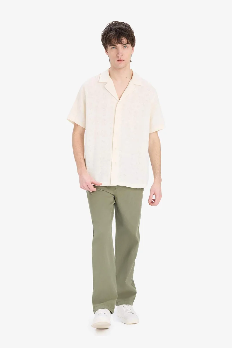 Defacto  Regular Fit Apache Neck Short Sleeve Shirt for Men | Best Price UAE
