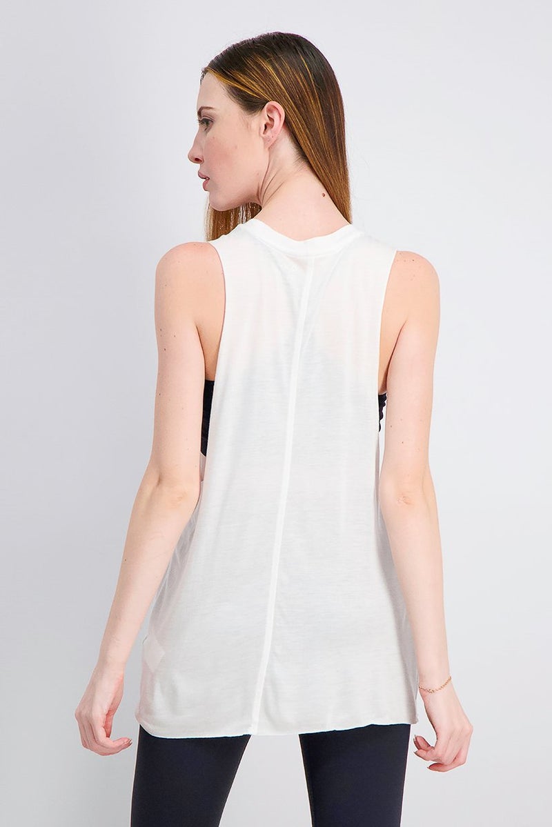 Reebok تي شيرت رياضي نسائي مناسب بفتحة عضلات، أبيض - Image 3