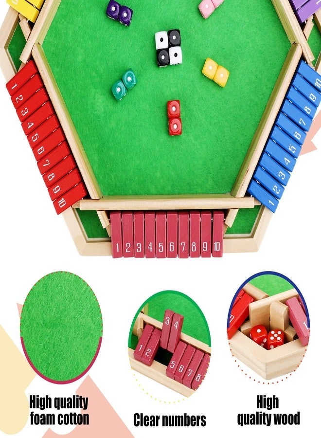 Guiqulai Shut The Box Game for 6 Players - Wooden Board Tabletop Family Math Game with 12+4 Dice - Image 3