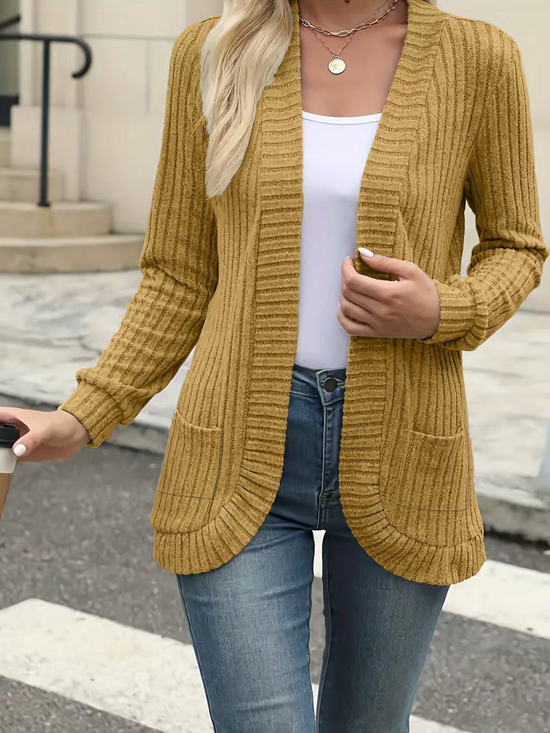 2024 Autumn New Explosions Solid Color Pit Scrub Casual Stitching Long Sleeve Cardigan Jacket - Image 5