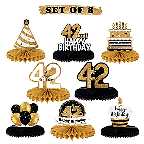 LINGTEER Happy 42nd Birthday Table Honeycomb Centerpieces Cheers to 42nd Birthday 42 Years Old Party Table Decorations Gift Sign - Image 1