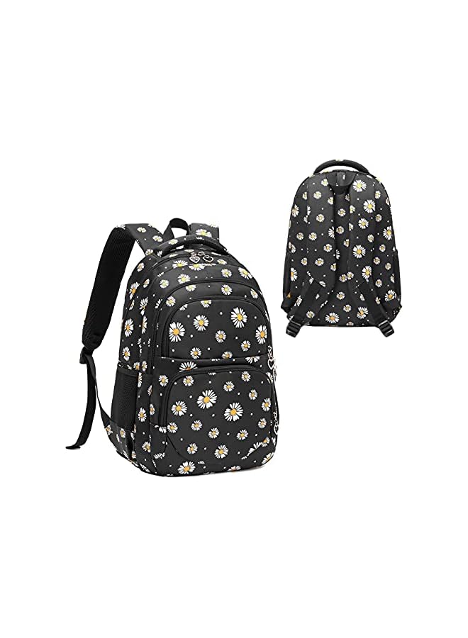 PROMASS Daisy Printed Backpacks With Lunch Pack Pencil Case 3pcs, Water Resistant Lightweight Bookbag For Middle School - Image 2
