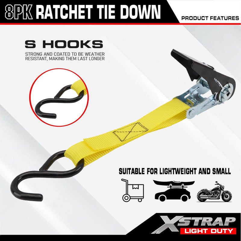 XSTRAP STANDARD Ratchet Tie Down Straps - 8 Pack - Image 4
