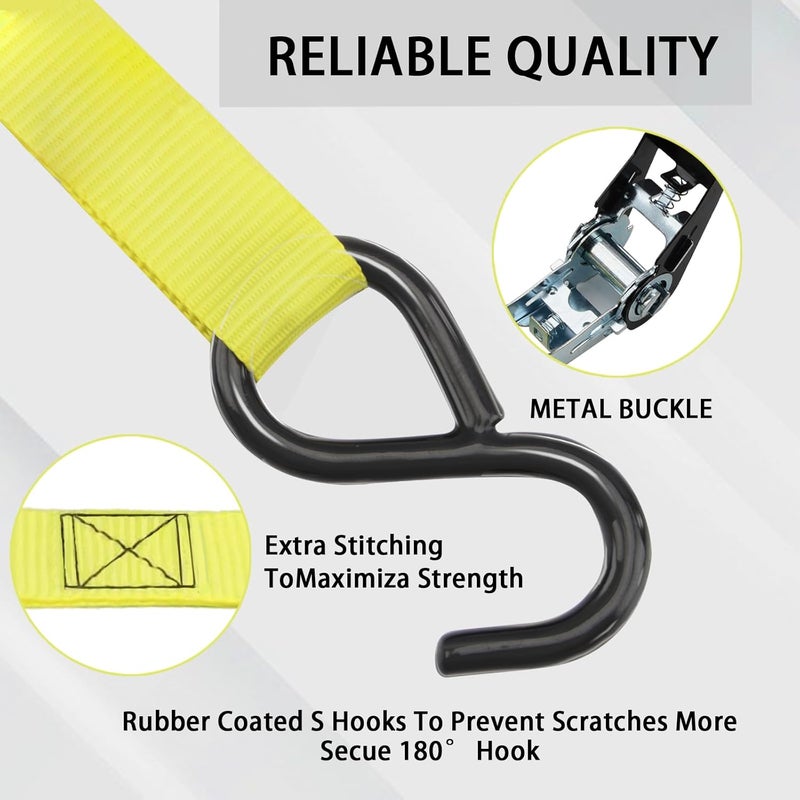 XSTRAP STANDARD Ratchet Tie Down Straps - 8 Pack - Image 3
