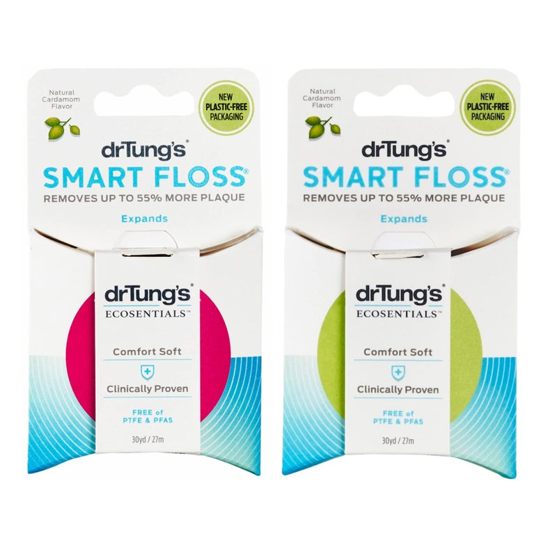 DrTung's Smart Floss - Natural, PTFE & PFAS Free Floss, Gentle on Gums, Expands & Stretches, BPA Free Floss - Natural Dental Floss Cardamom Flavor (Pack of 2) - Image 1