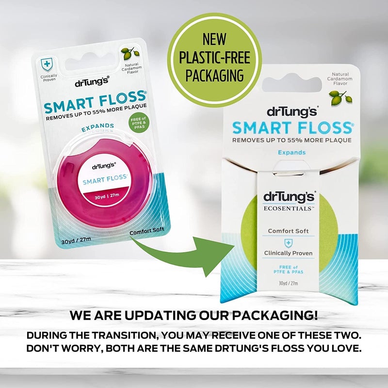 DrTung's Smart Floss - Natural, PTFE & PFAS Free Floss, Gentle on Gums, Expands & Stretches, BPA Free Floss - Natural Dental Floss Cardamom Flavor (Pack of 2) - Image 2