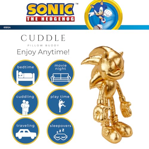 Franco Sonic The Hedgehog Anime 24K Gold Kids Bedding Super Soft Plush Cuddle Pillow Buddy, One Size, (Officially Licensed Product) - Image 2