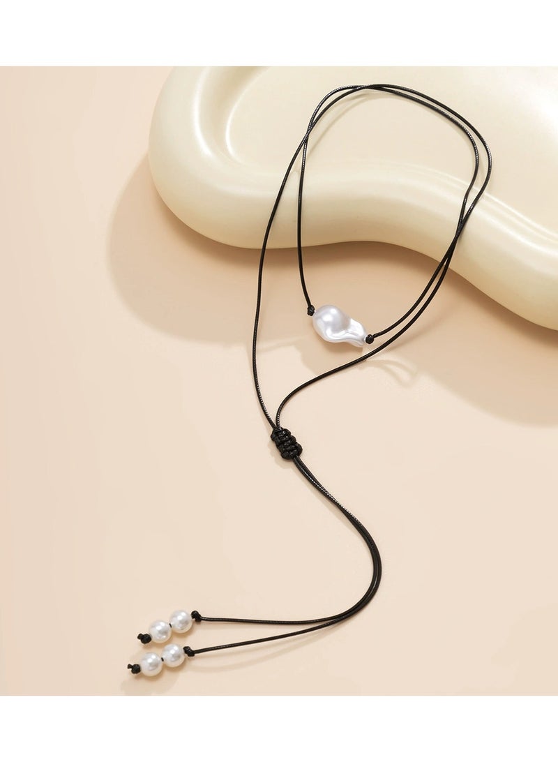 Goolsky قلادة تشوكر لؤلؤة بوهيمية للنساء – قلادة من لؤلؤ مزيف مع حبل شمعي وخرز، خفيفة الوزن ومضادة للتأكسد، ملابس بوهيمية/شاطئية لصيف 2023 - Image 1