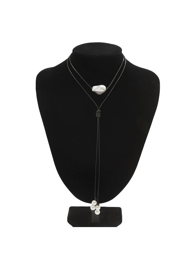 Goolsky قلادة تشوكر لؤلؤة بوهيمية للنساء – قلادة من لؤلؤ مزيف مع حبل شمعي وخرز، خفيفة الوزن ومضادة للتأكسد، ملابس بوهيمية/شاطئية لصيف 2023 - Image 4