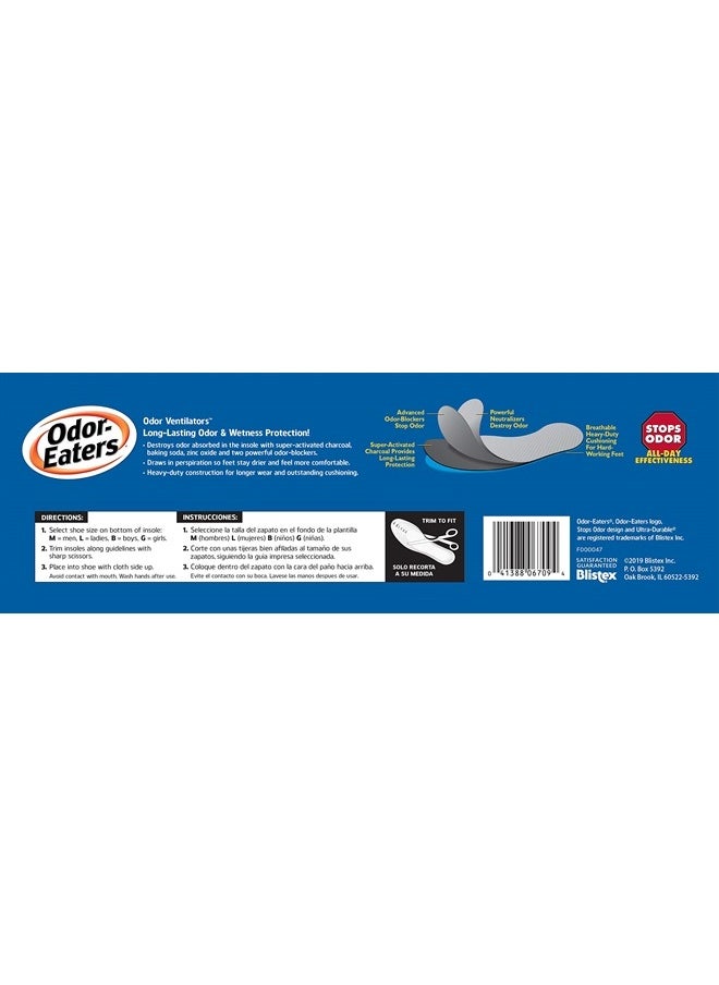 Blue Unisex Shoe Insoles, Control Odor and Wetness