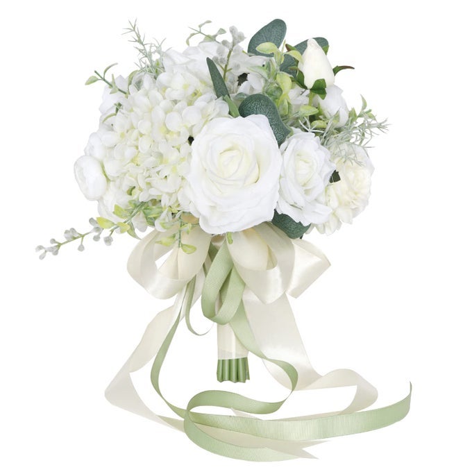 WEDDING BRIDAL BOUQUET BRIDESMAID BOUQUET ARTIFICIAL WEDDING BOUQUET WHITE ROSE CHURCH HOME DECOR GIFT