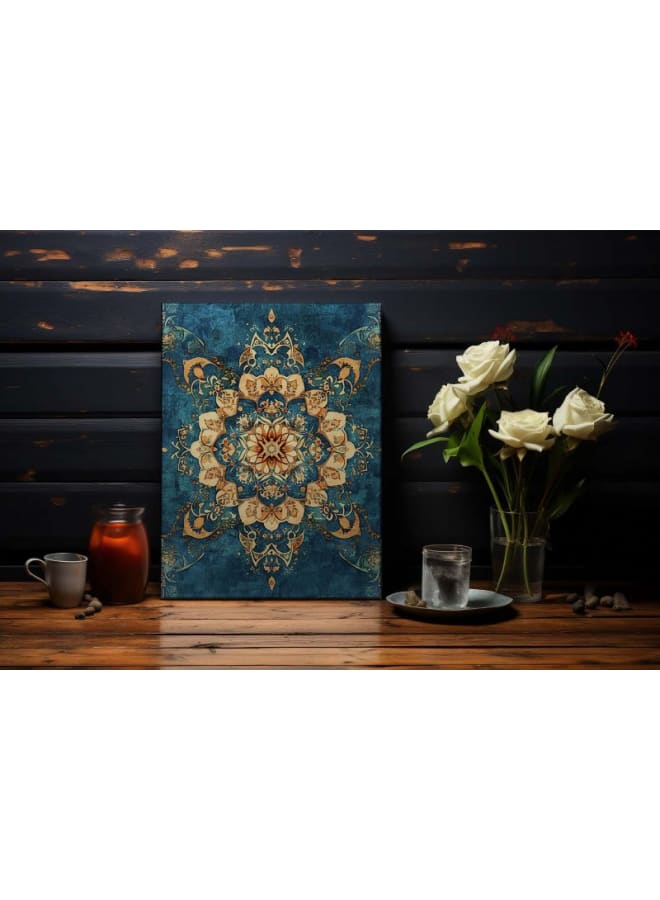 هوم جاليري تصميم ملون مع تصميم مكتوب عليه الزاوية اليمنى العليا مطبوع على لوحة فنية جدارية من القماش - Image 5