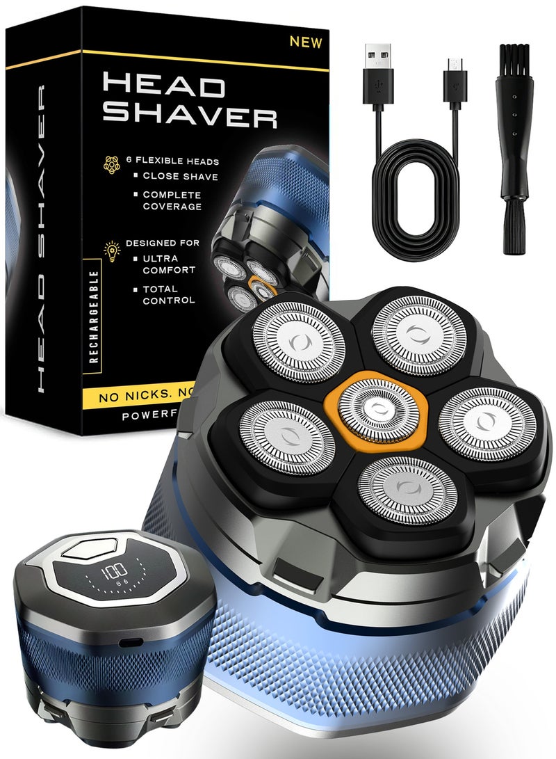 SMARTX Electric Razor for Men, Multifunctional Bald Head Shaver Grooming Kit, Bald Head Razor 6D Blade Double Track Flexible, Professional Men's Bald Hair Clipper IPX7 Cordless Bald Electric Shaver Beard, Dry and Wet Use - Image 2