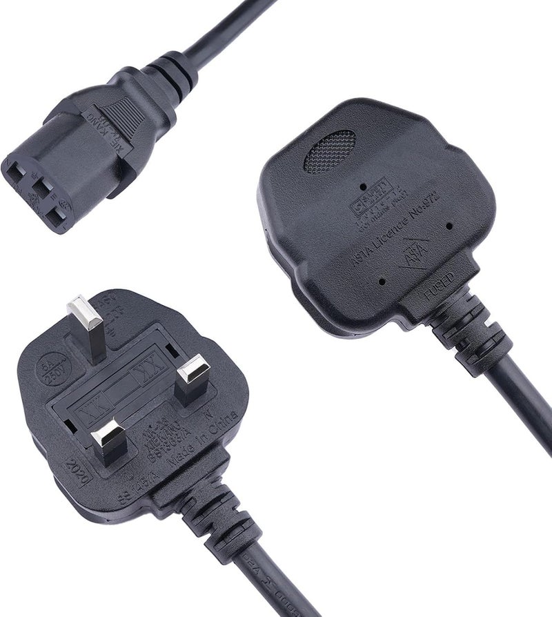 Lite-an Power Cable, UK Plug BS 1363 to IEC C13, Kettle Lead, Power Cord, IEC Lead available in a variation of sizes and colours (3 Meter Black) - Image 1