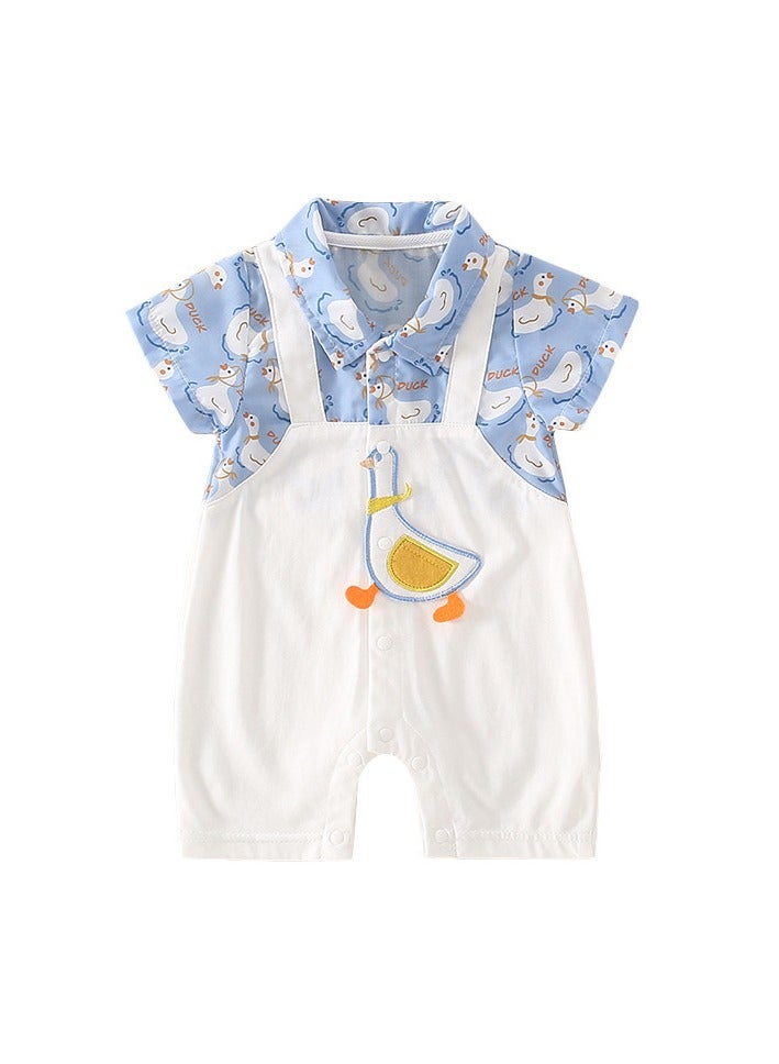 Summer thin and cute big white goose fake two-piece short-sleeved baby clothes  - Image 1