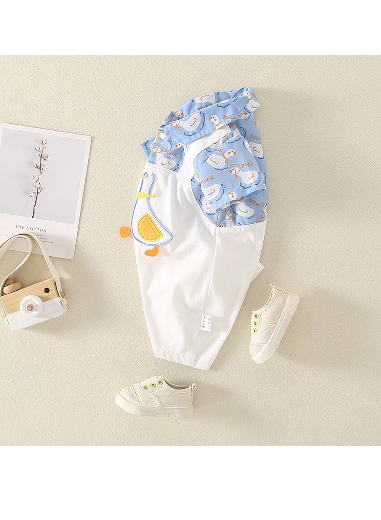 Summer thin and cute big white goose fake two-piece short-sleeved baby clothes  - Image 3