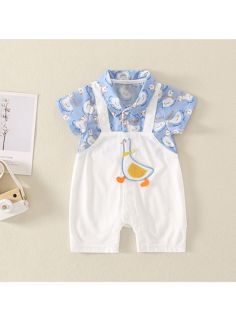 Summer thin and cute big white goose fake two-piece short-sleeved baby clothes  - Image 5