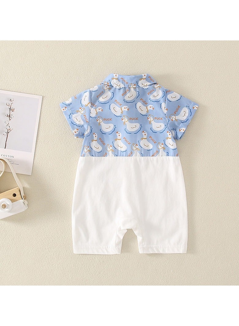 Summer thin and cute big white goose fake two-piece short-sleeved baby clothes  - Image 4