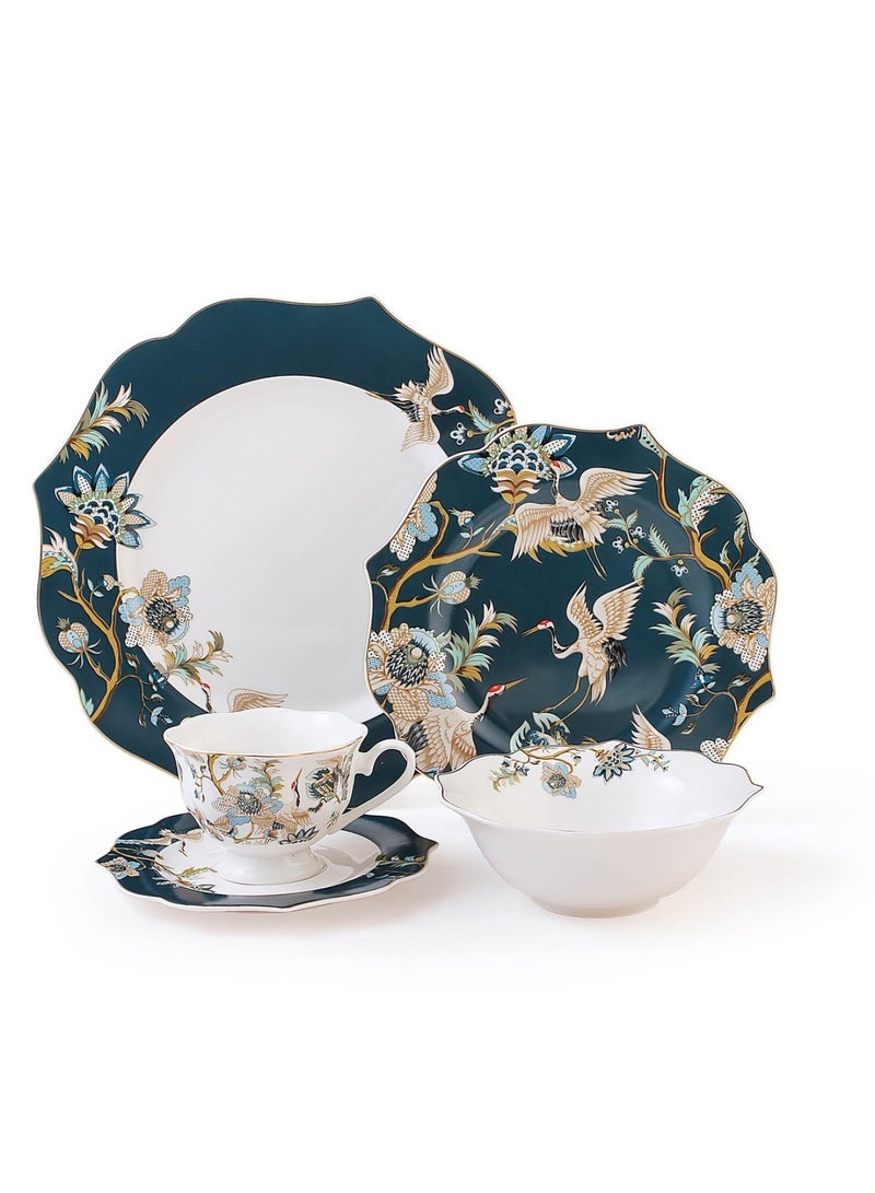 Pan Home Camelee 20-Piece New Bone China Dinner Set - Green