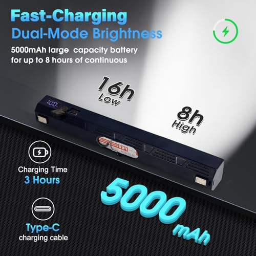 LETOUR Magnetic Light BAR, 11.81-inches 5000mAh 6000 Lumens Rechargeable Portable Lamp Built in 165 LED Bulbs,with Handy Hook with 2 Magnets Endurance - Image 2
