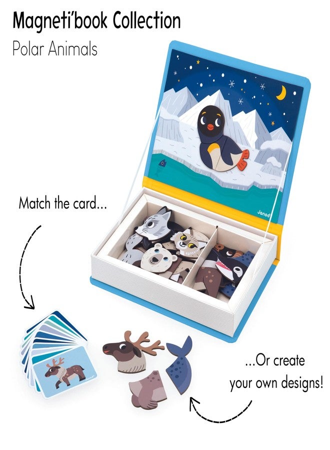 Janod - Magnéti'Book Polar Animals - Magnetic Educational Game 30 Magnets + 10 Models - Children's Toy Made of Cardboard - Develops Fine Motor Skills and Imagination - Suitable for Ages 3 and Above - Image 5