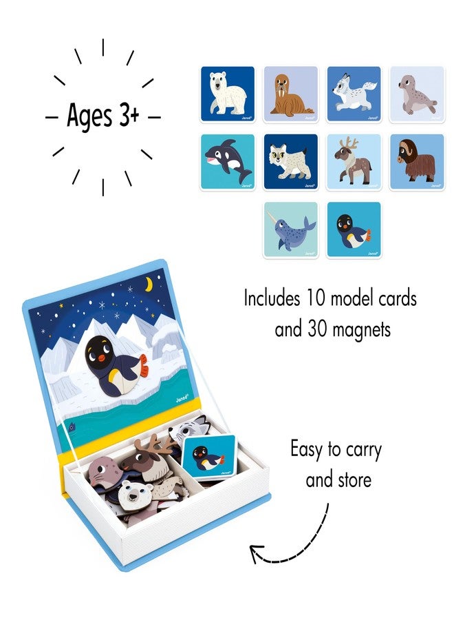 Janod - Magnéti'Book Polar Animals - Magnetic Educational Game 30 Magnets + 10 Models - Children's Toy Made of Cardboard - Develops Fine Motor Skills and Imagination - Suitable for Ages 3 and Above - Image 2